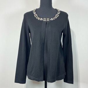 Banana Republic Embellished Rhinestone Neck Cardigan Shrug Sz M Women’s Black